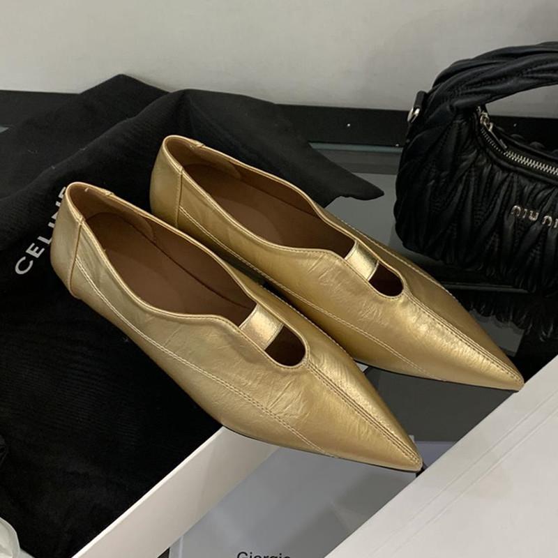 Fashion Bailamos New Women Flat Shoes Fashion Point Toe Shallow Slip On Elegant Ballerina Shoes Soft Flat Heel Dress Single Shoes