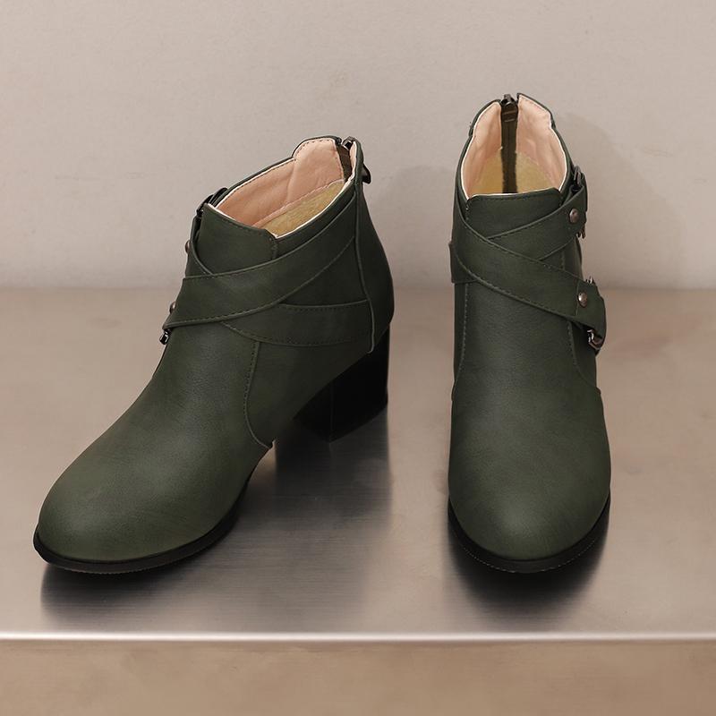 Women's High-heeled Short Boots Autumn and Winter New Thick-heeled Large-size Casual Short Boots