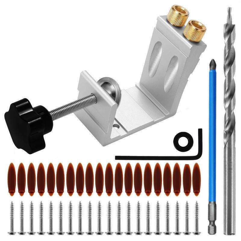 Kit de Gabarito para Furos Oblíquos com Brocas Posicionador para Marcenaria Ângulo de 15 Graus Conjunto de Guias de Broca Ferramentas de Carpintaria