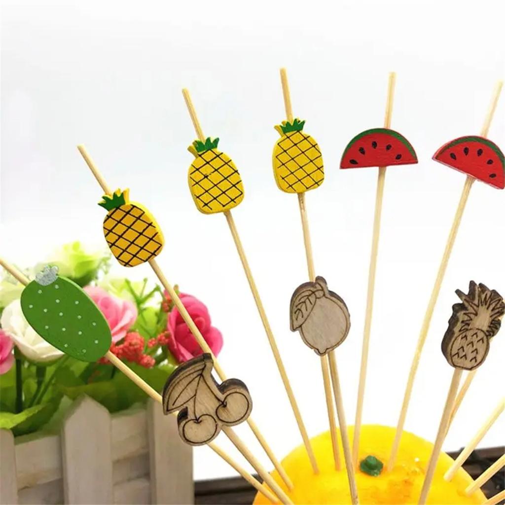 Good-100Pcs Disposable Bamboo Picks Food Fruit Cocktail Toothpicks Handmade Toothpicks Picnic Supplies Decoration