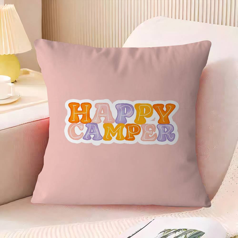 Happy Camper Kissenbezug Cartoon Geschenk Kissenbezug Schlafzimmer Zuhause Sofa Stuhl Sitz Dekor Kissenbezug