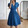 Women's Dress Summer Temperament Elegant V-neck Midi Dress