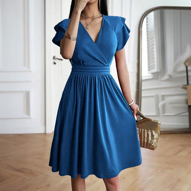 Women's Dress Summer Temperament Elegant V-neck Midi Dress