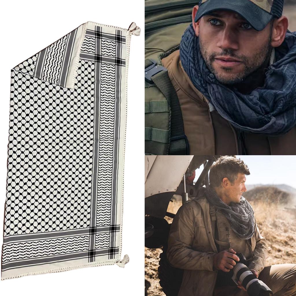 128x128cm Arab Scarf Outdoor Enthusiasts Keffiyeh Headscarf Multi Purpose Shemagh Scarf for Male Outdoor Dustproof Props