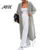 Women Outdoor Coats Long Hooded Jacket for Fall Winter, Loose Oversized Casual Autumn Zip-Up Outerwear Coat, Solid Color Tunic Hoodie Top with Pockets