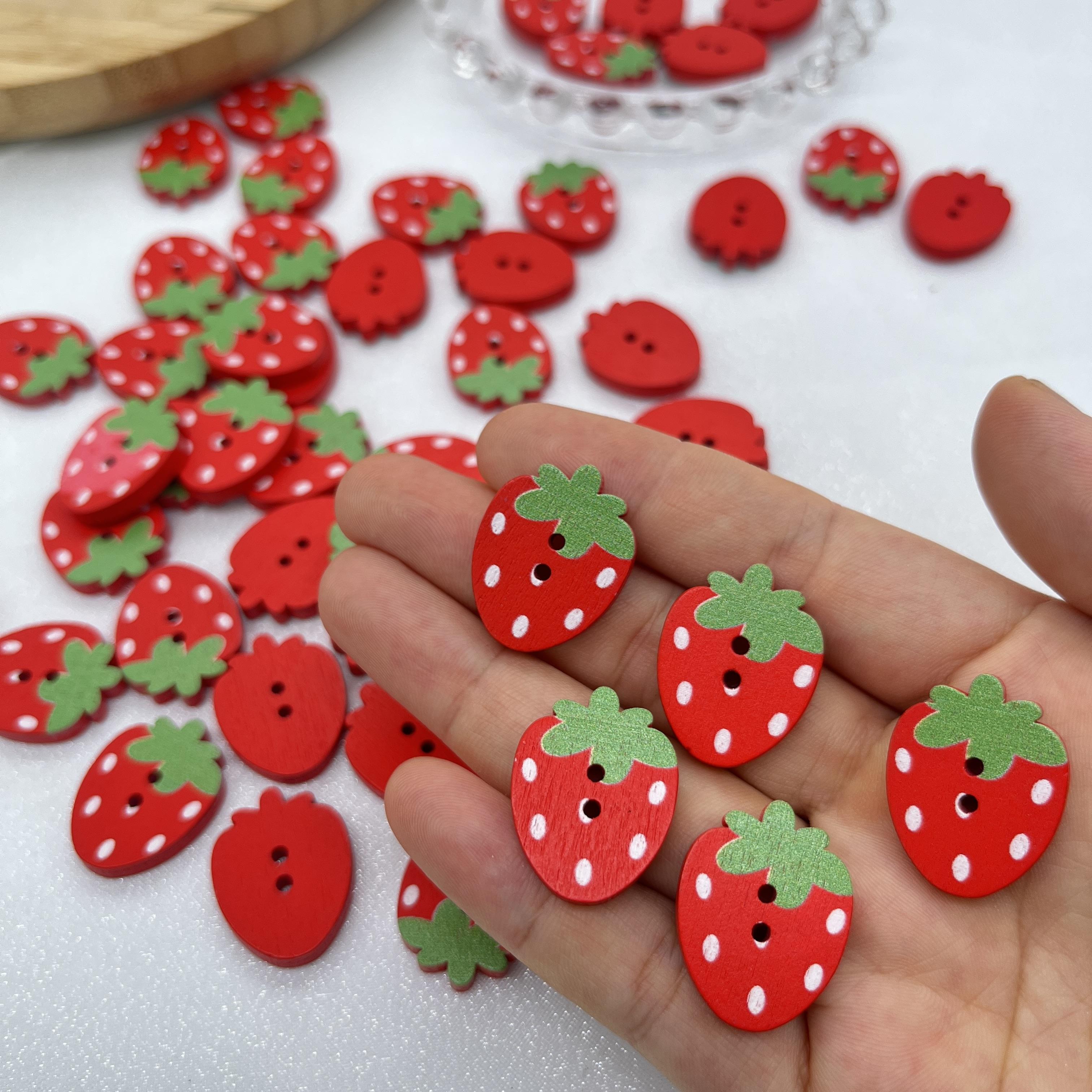 

10/50Pcs Sewing Strawberry Wooden Button Supplies Sew On Pink Red Colored Wooden Clothing Decoration Handmade Scrapbook Boutons