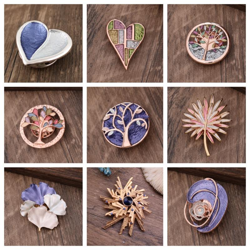 Heiß verkaufende emailierte geometrische Blume magnetische Brosche, modische kreative Blumenbrosche für Damen