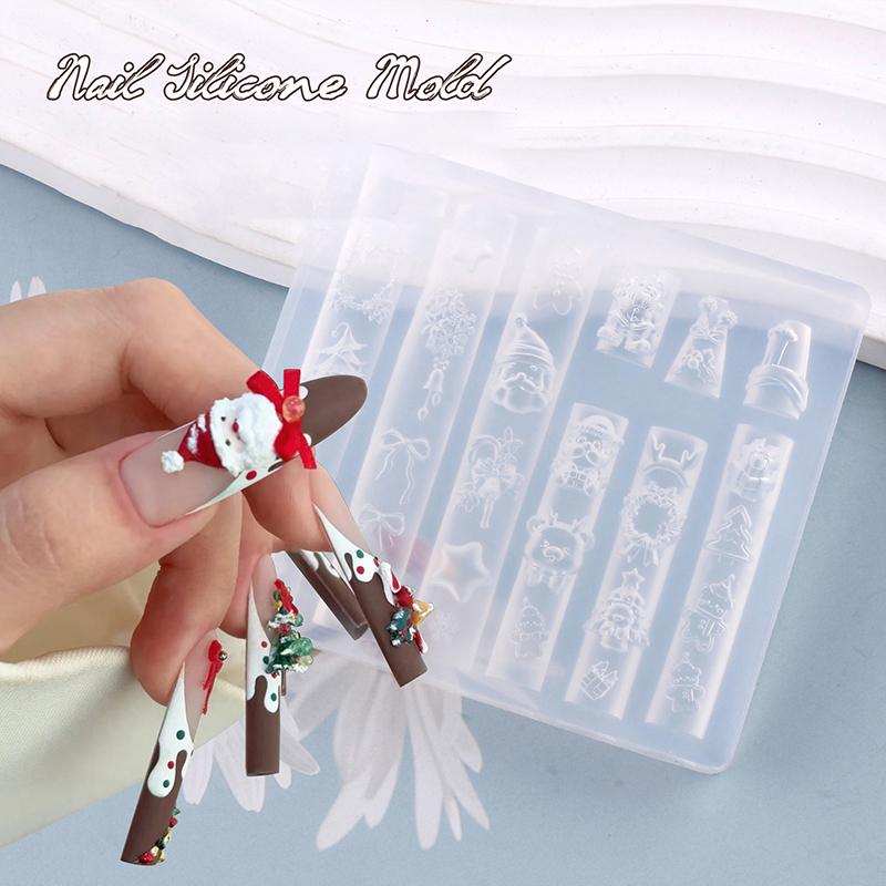 Om de Zăpadă de Crăciun Brad de Crăciun Matriță 3D pentru Unghii Fulgi de Nea Oameni de Zăpadă Decorațiuni Unghii Design DIY Silicon Manichiură Matriță Nail Art