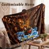 Custom Name Flannel Blanket,Demon Slayer Lightweight Warm Bed Blanket For Couch & Holiday Gift