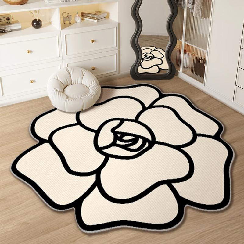 

French Style Living Room Decoration Flower Carpet Light Luxury Rugs for Bedroom Fluffy Soft Bedside Rug Home plush floor mat 80x80CM