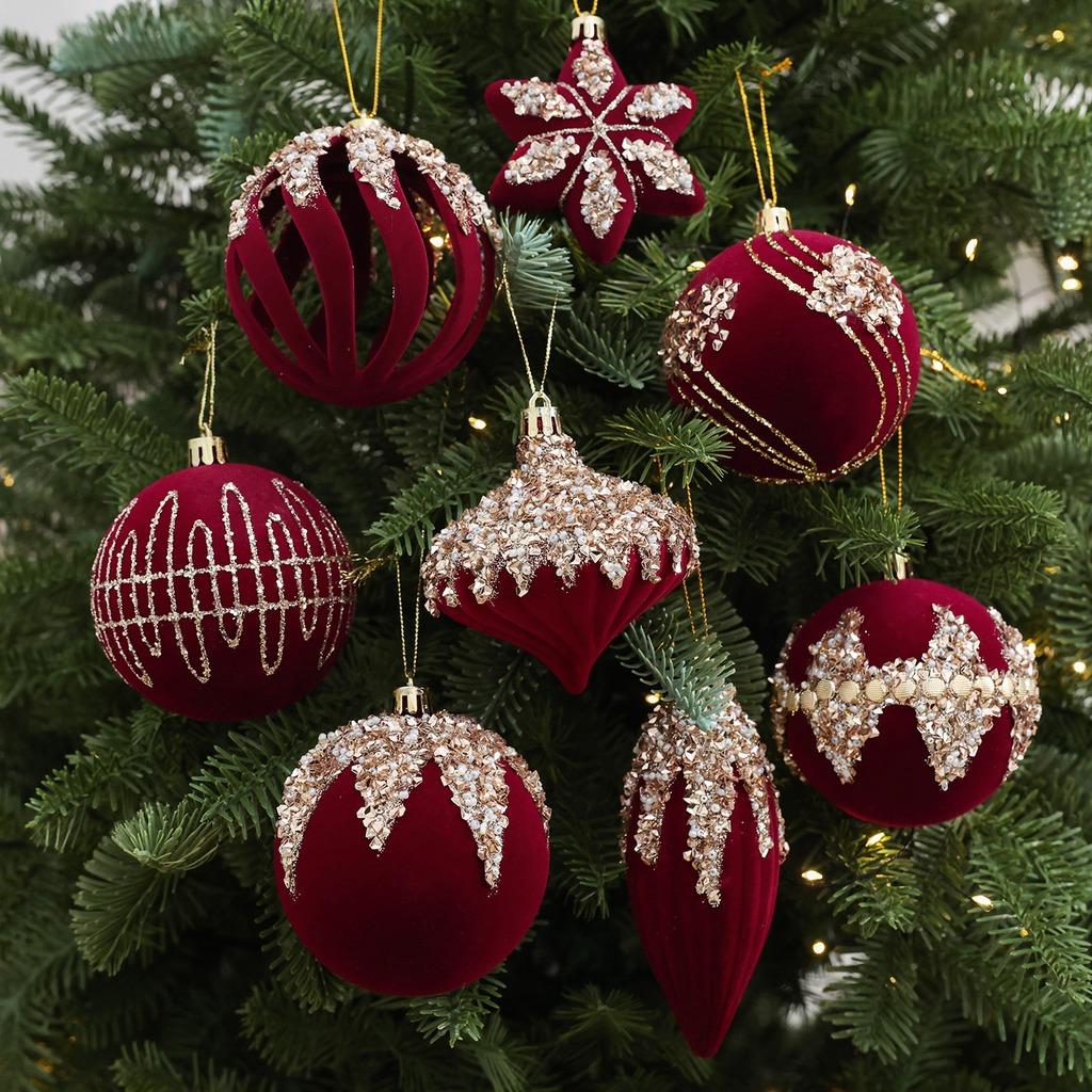 Plastic Christmas Ornament Burgundy Christmas Ball Ornament Christmas Tree Hanging Ornament Plastic For Mantel Wreath Home