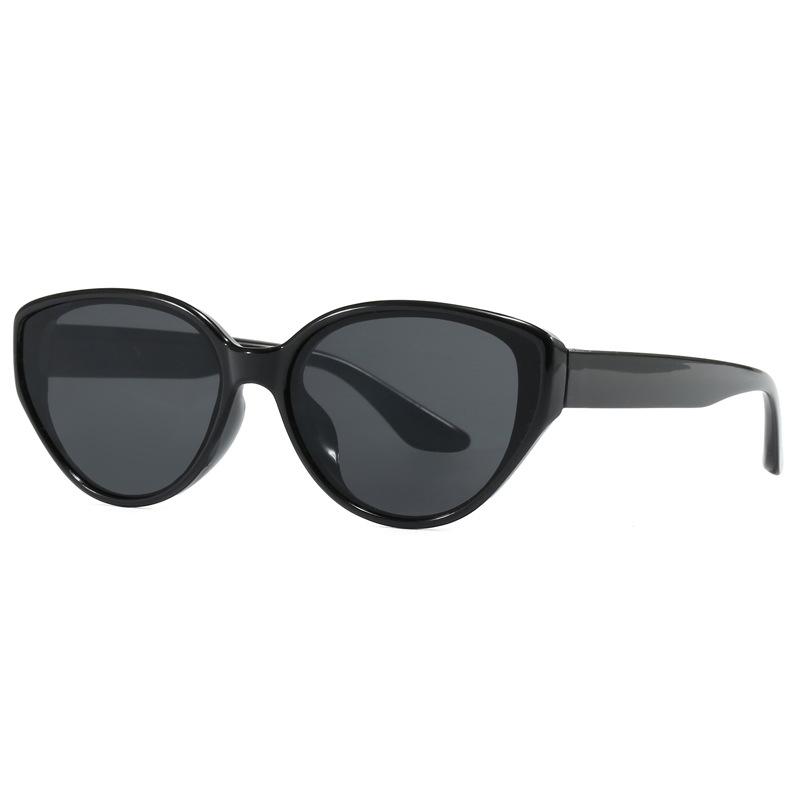 Fashion brown glasses retro cat eye sunglasses women's plain face whitening advanced sense UV protection sunglasses men