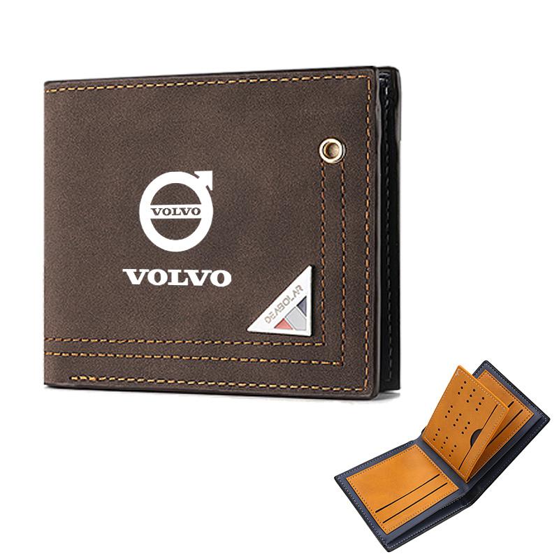 Frosted Leather Car Logos Wallet Coin Pocket Photo Card Men Purses For Volvo XC90 V90 V60 XC60 V40 S80 S60 S90 C40 XC40 V70 XC70