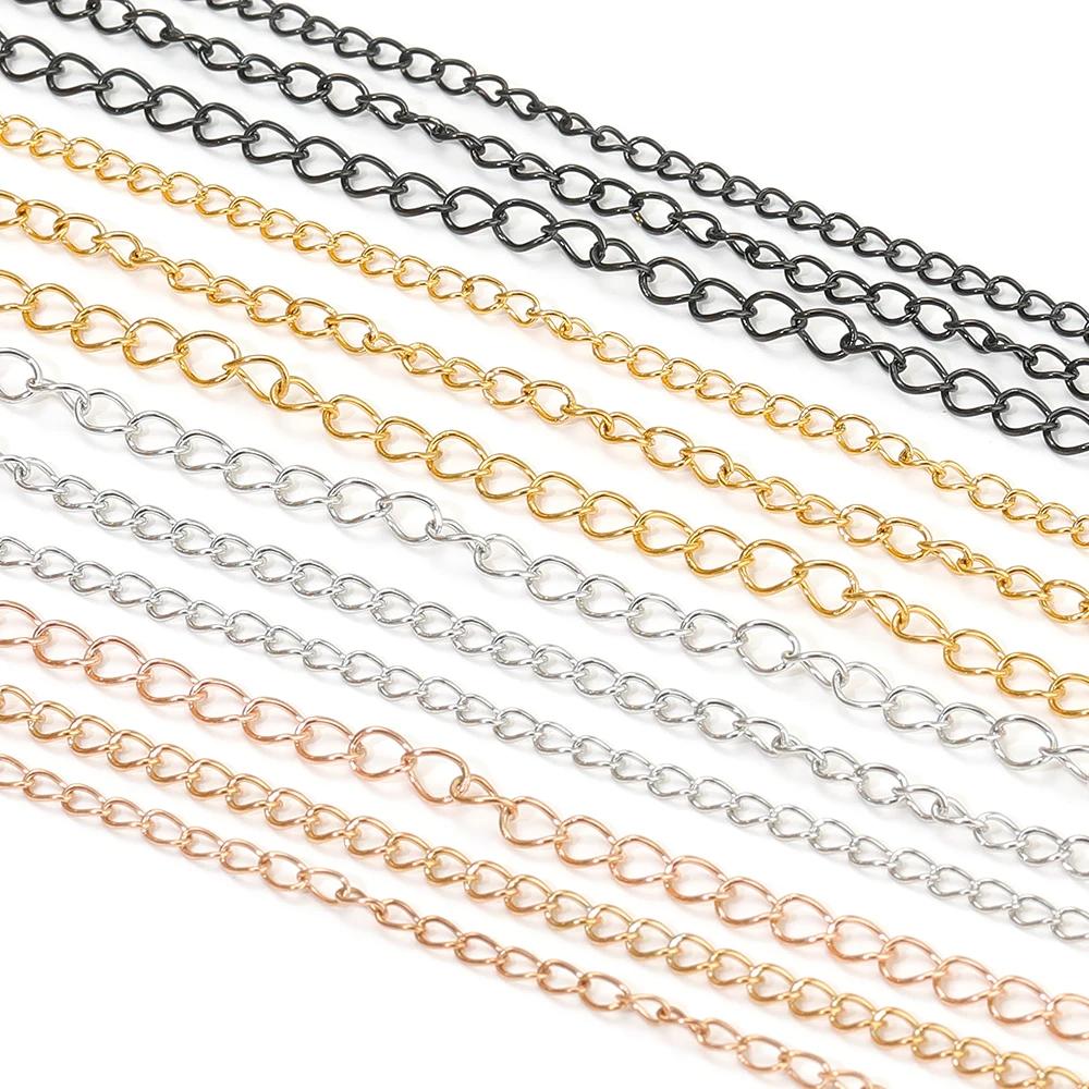 5 Meters Stainless Steel Rose Gold Necklaces Extension Tail Chain Bulk Bracelets Extender Chains for DIY Jewelry Making Supplies