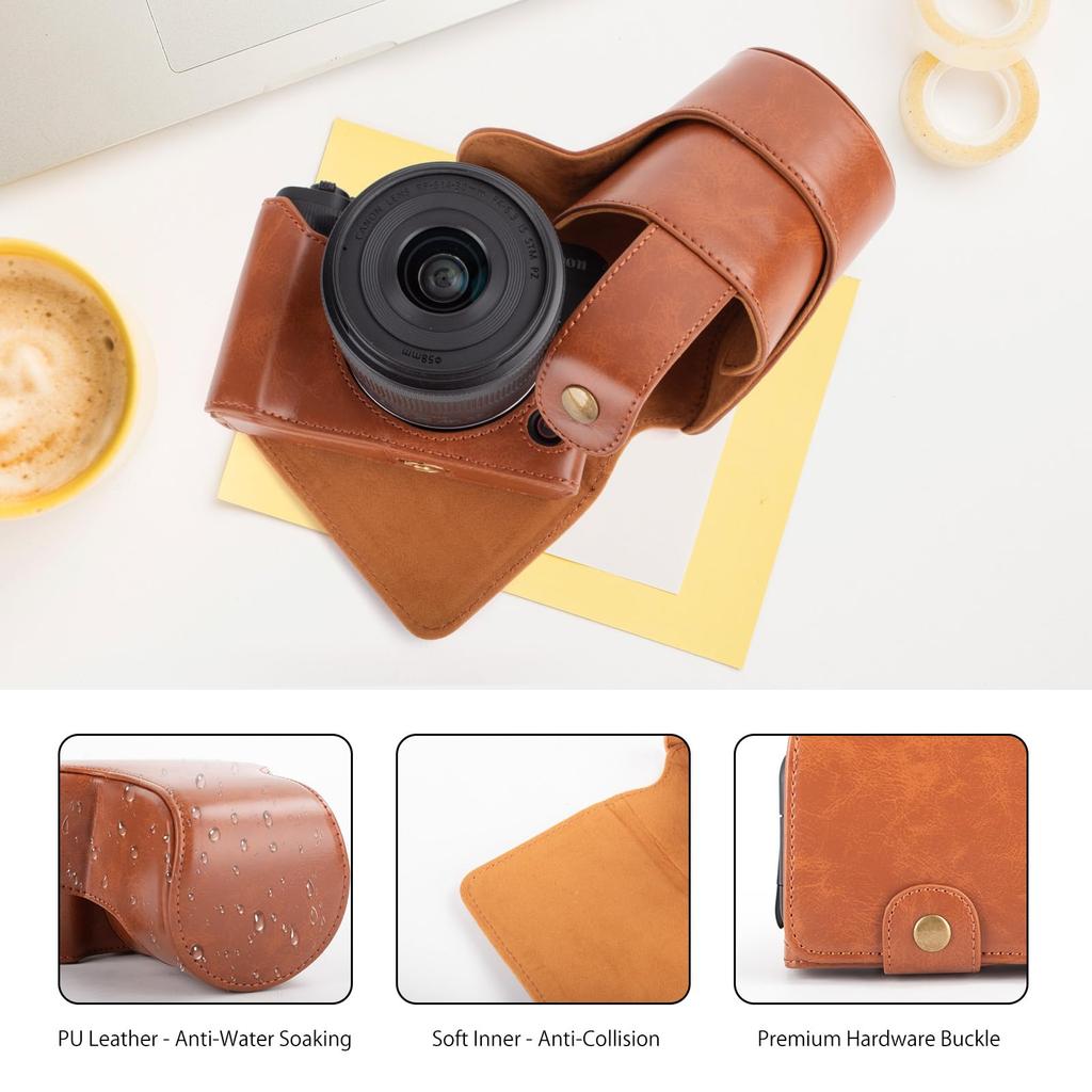Kinokoo Canon EOS R50 V EOS R50 V PU Leather Protective Cover for EOS R50 Digital Camera with Detachable Carry Case with Adjustable Shoulder Strap