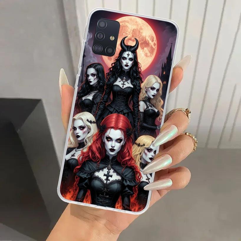 Halloween Moon Witch Horror Phone Case for Samsung Galaxy A52 A32 A22 A12 A02S A50S A30S A10S Note 20 Ultra 10 Plus S10 A31 A20