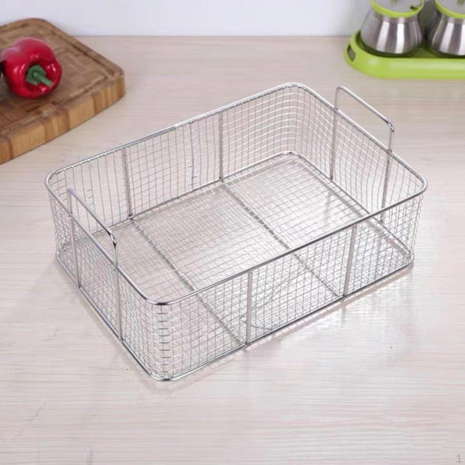 Stainless Steel Fry Basket Net Rectangular Multifunctional Deep Fryer for Home Restaurant