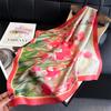 New Printed Scarf Imitation Silk Retro High-end Sunscreen Shawl Travel Neck Square Scarf Silk Scarf Headscarf