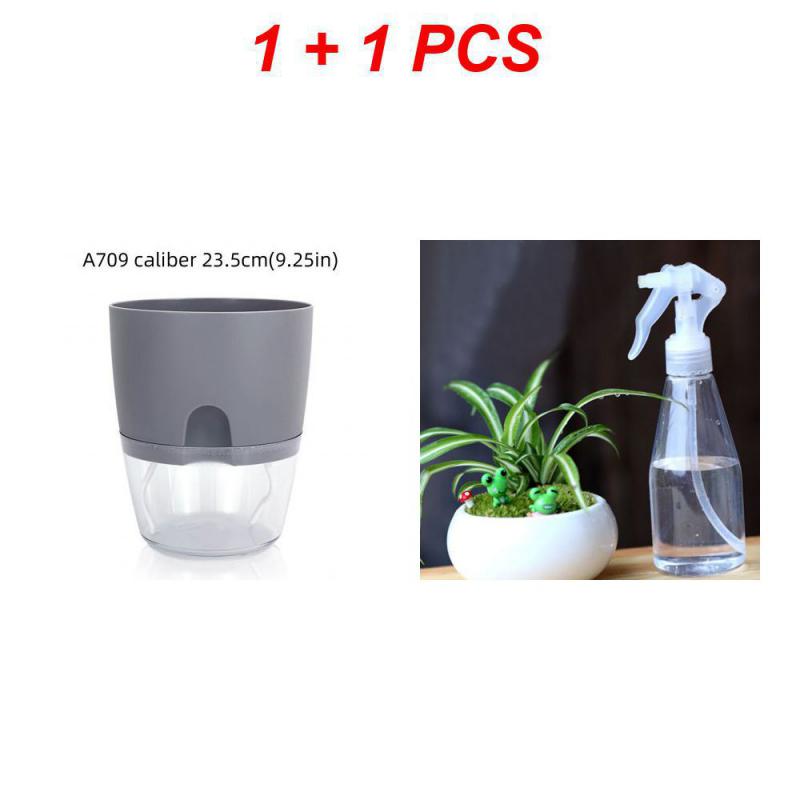 Transparent Dubbellagers Plastblomkruka Självvattnande Blomkruka Bomullsrep Vattning Växtkruka Med Injektionsport