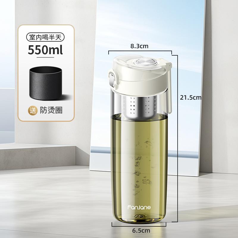 Verbeterde Draagbare TRITAN Plastic Waterfles Beker met Magnetische Thee-infuser -20 Tot 100℃ BPA VRIJ 1000ml Sport Reis Thee Beker