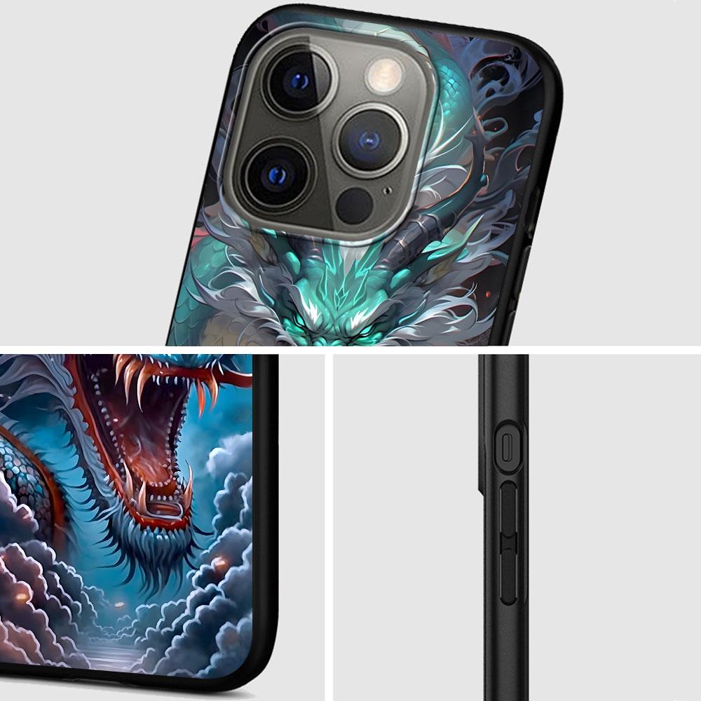 Cartoon Dragon Case for Apple iPhone 14 11 7 SE 2020 8 X XS 13 12 Mini XR 15 Pro Max Silicone Black Soft Phone Cover