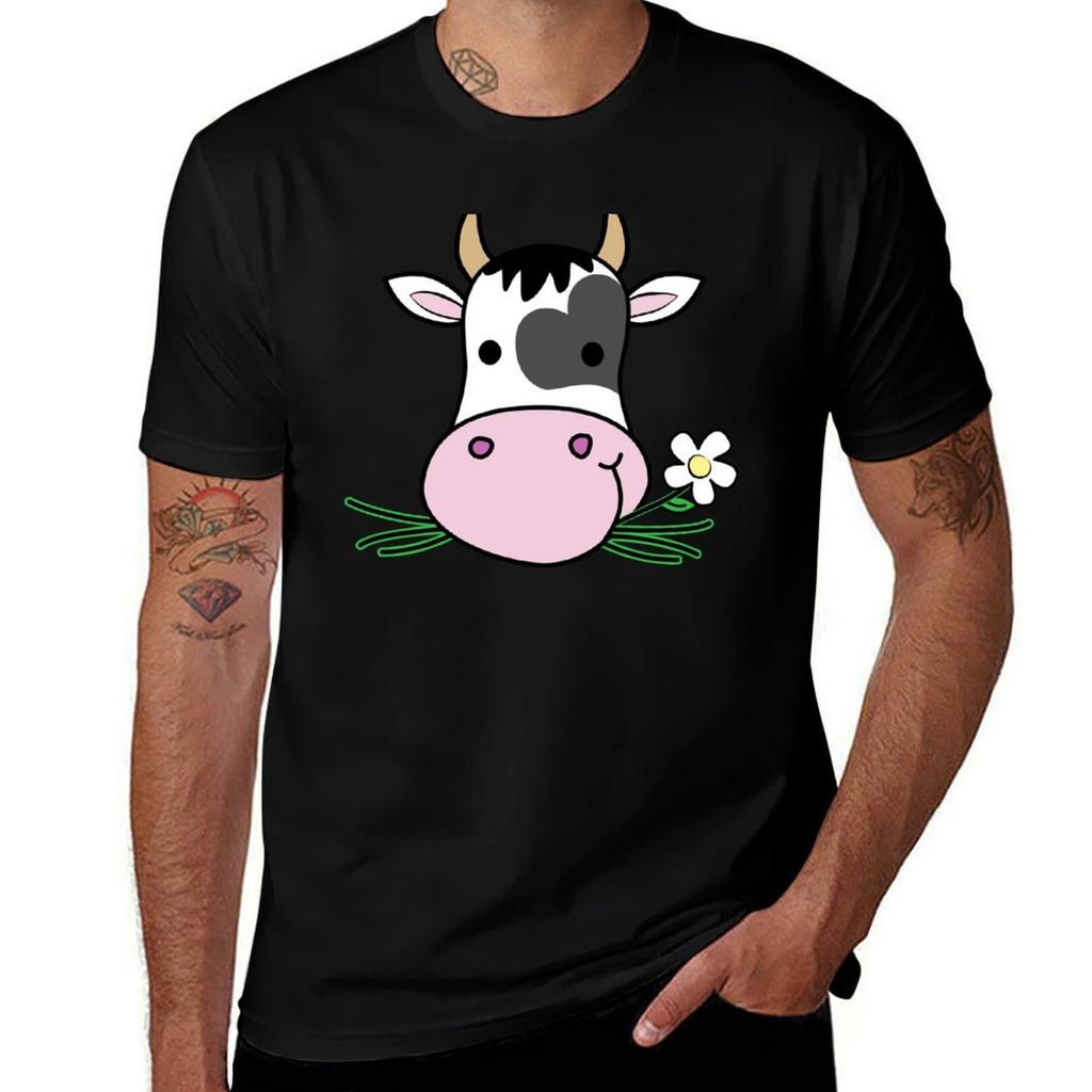 Cute Happy Cow Mint Green Tshirt Casual Lightweight Short Sleeve Top