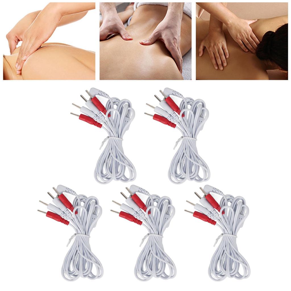 5pcs Electrode Wire 1 To 4 Pin 4.9ft Length Promote Blood Circulation Multifunctional 2.5mm Plug TENS Unit Wire White