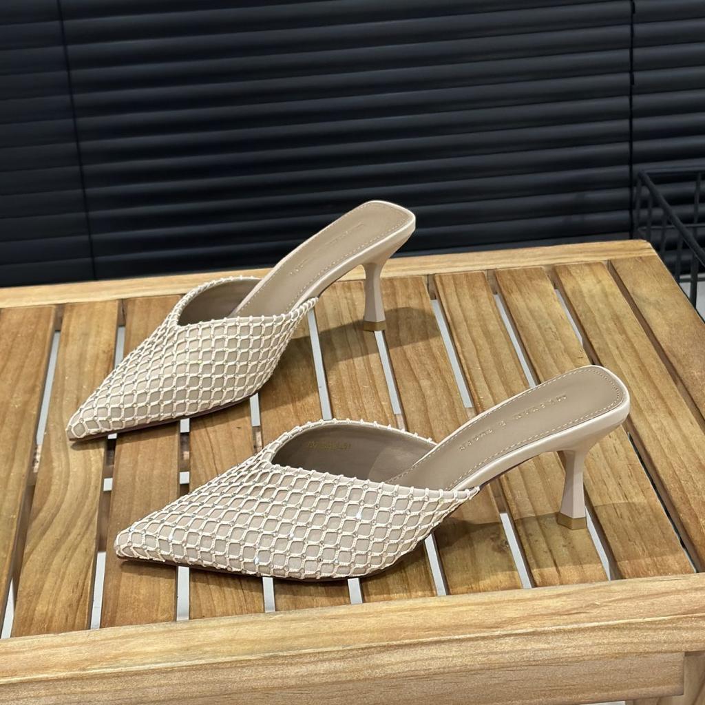 Temperament Pointed Head Thin Heel High Heel Bag Head Sandals Women's Summer 2025 New Sexy Rhinestone Mesh Fashion Sandals