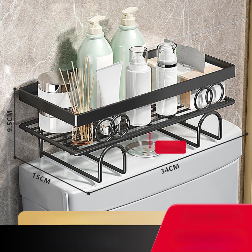 

Полка для хранения над унитазом, органайзер для ванной комнаты с крючком на клею без сверла, металлическая стойка-органайзер для унитаза без перфорации