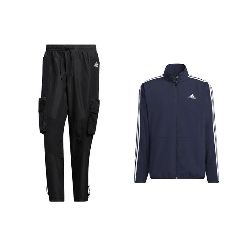 

Прямые однотонные длинные брюки с принтом логотипа Adidas, полосатые длинные рукава, молния в стиле ретро, воротник-стойка, повседневный спортивный костюм для мужчин IA9375+HT0523 M