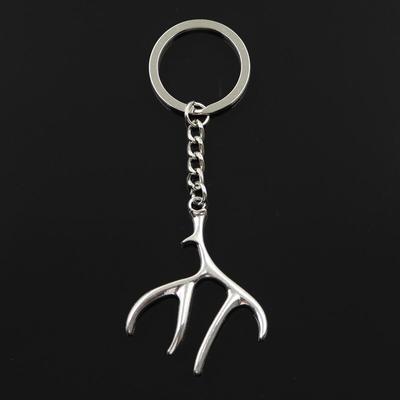 Fashion 30mm Key Ring Metal Key Chain Keychain Jewelry Antique Bronze   Plated Antler Deer 51x40mm Pendant