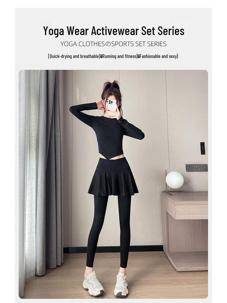 Women's 2024 High-End Sportswear Set: Stylish Yoga Suit & Morning Run Outfit for Running, Badminton, and Fitness.