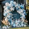 Dusty Blue and White Balloons Garland Double Stuffed Pearl Light Blue Balloon Arch Kit for Birthday Baby Shower Wedding Bridal Cinderella Frozen