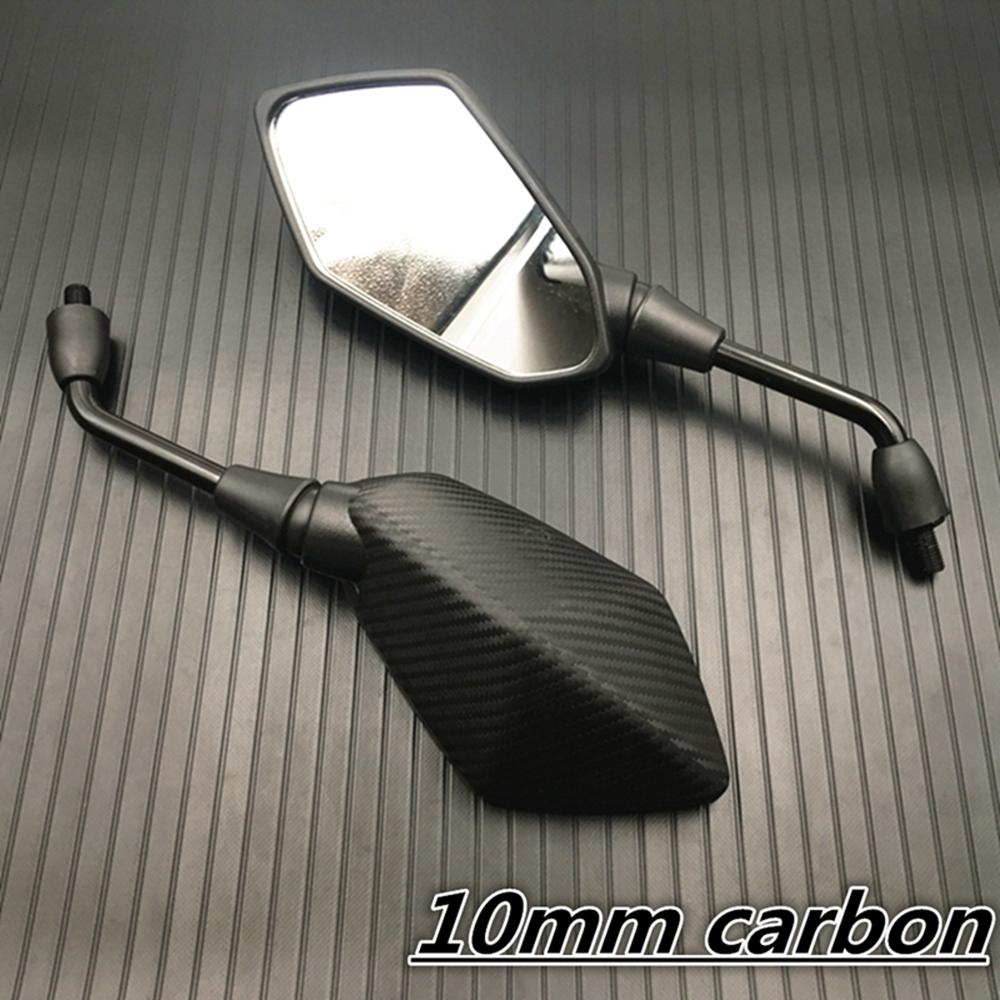 1 Pair Universual Carbon Fiber Motorcycle Mirror Scooter E-Bike Rearview Mirrors Electrombile Back Side Convex Mirror 8mm 10mm