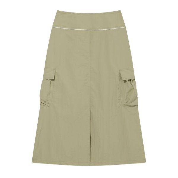 Covernat Early Autumn Solid Color Large Pocket Tie Comfortable Simple Casual Long Skirt Women skirts Light-Khaki CO2502SR75LK