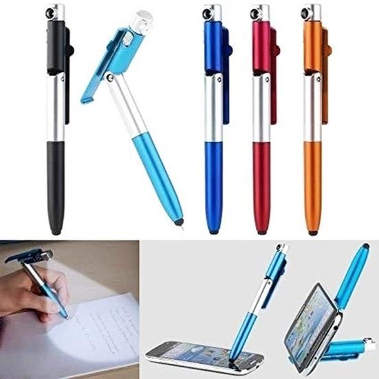 4 In 1 Multifunctional Foldable LED Light Mobile Phone Rack Touch Ballpoint Pen