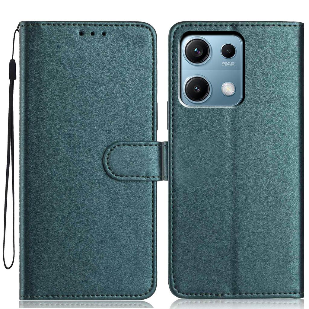 For Xiaomi Redmi Note 14S 4G Wallet Case with Strap/Multiple Card Slots Solid Color Leather Stand Phone Cover