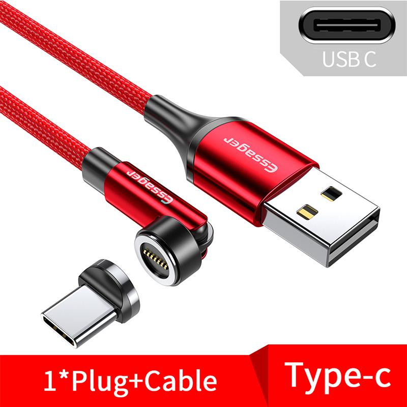 

Essager 540 Rotate Магнитный кабель 3A Кабель для быстрой зарядки Micro USB Type C для iPhone Xiaomi Магнитное зарядное устройство Провод для передачи данных по телефону Type-C-2M красный