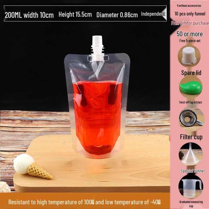 Disposable Transparent Spout Bag for Soy Milk, Chinese Medicine, Soup, or Beverages - Self-Standing and Convenient for Takeaway