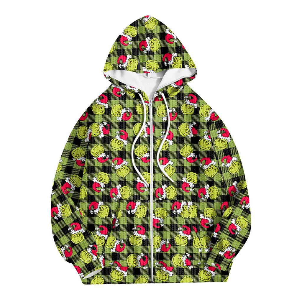 Dámská módní bunda Ležérní potištěná mikina s dlouhým rukávem a kapucí