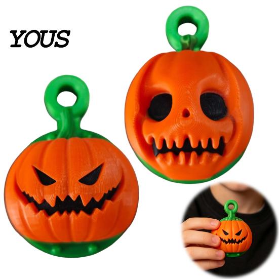 Pumpkin Fidget Spinner Rotating Halloween Toy, Stress Relief Ghost Face Plastic Gadgets Spinner, 3D Printed Toy for Keychain Pendant Party Favors
