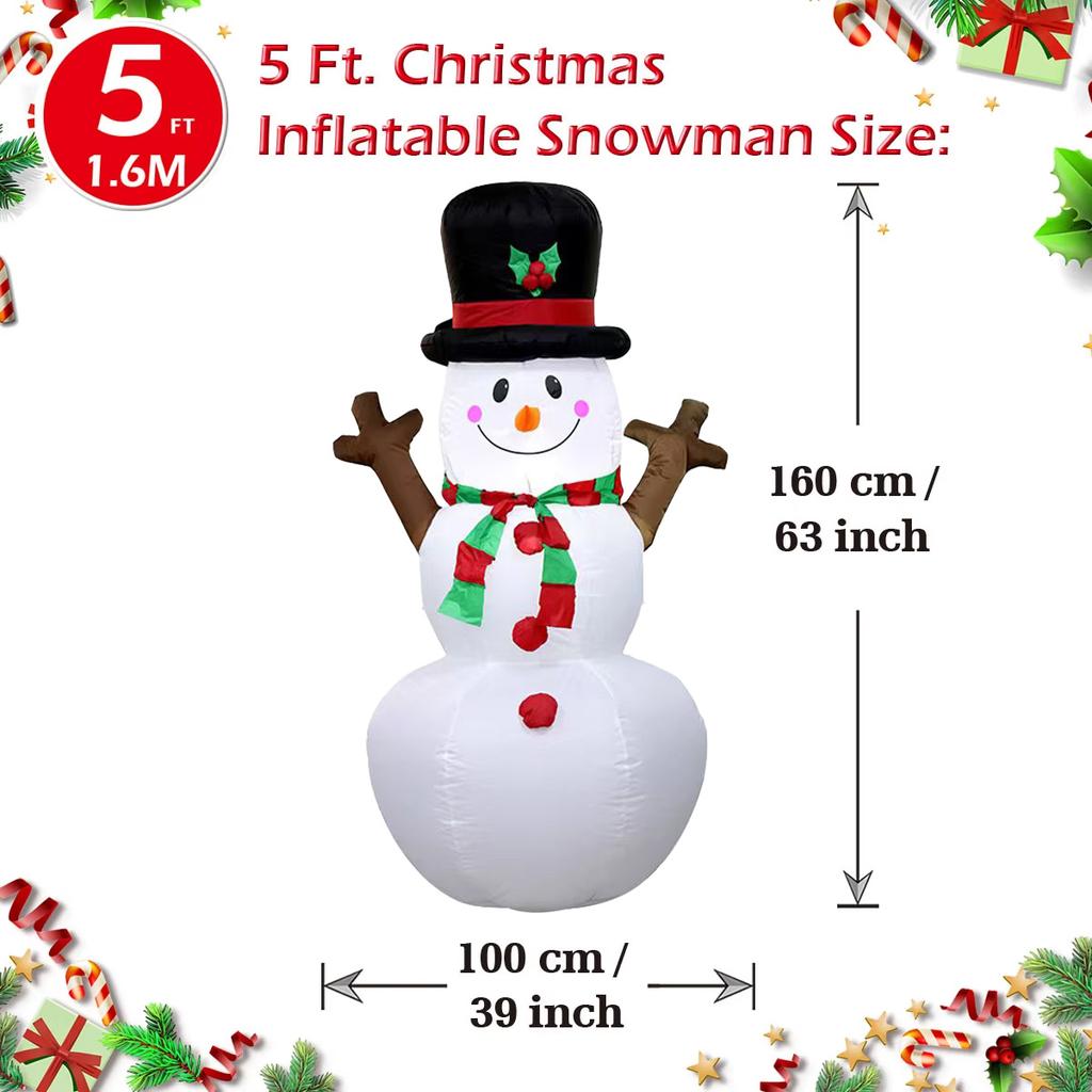 Christmas Inflatable Decorations with LED Lights, Giant Snowman, Gingerbread Man, Gift Bag, Lawn Yard Party Xmas Ornaments