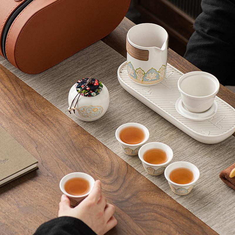 Portable Travel Kung Fu Tea Set Creative Ceramic Quick Tea Set Chinese Office Teapot And Cup Set Light Luxury Friend Gifts