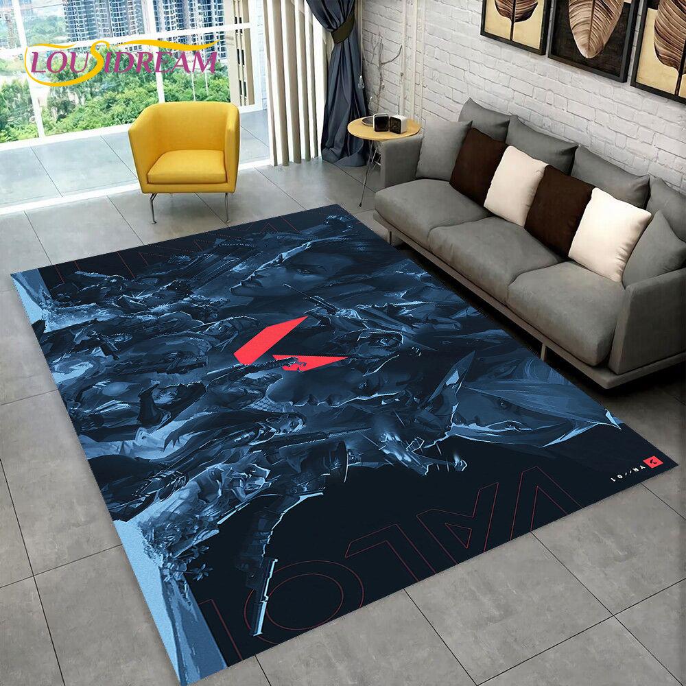 HD Valorant Series Game Gamer-Bereichsteppich, Teppich für Zuhause, Wohnzimmer, Schlafzimmer, Sofa, Fußmatte, Dekor, Kinder spielen, rutschfeste Bodenmatte