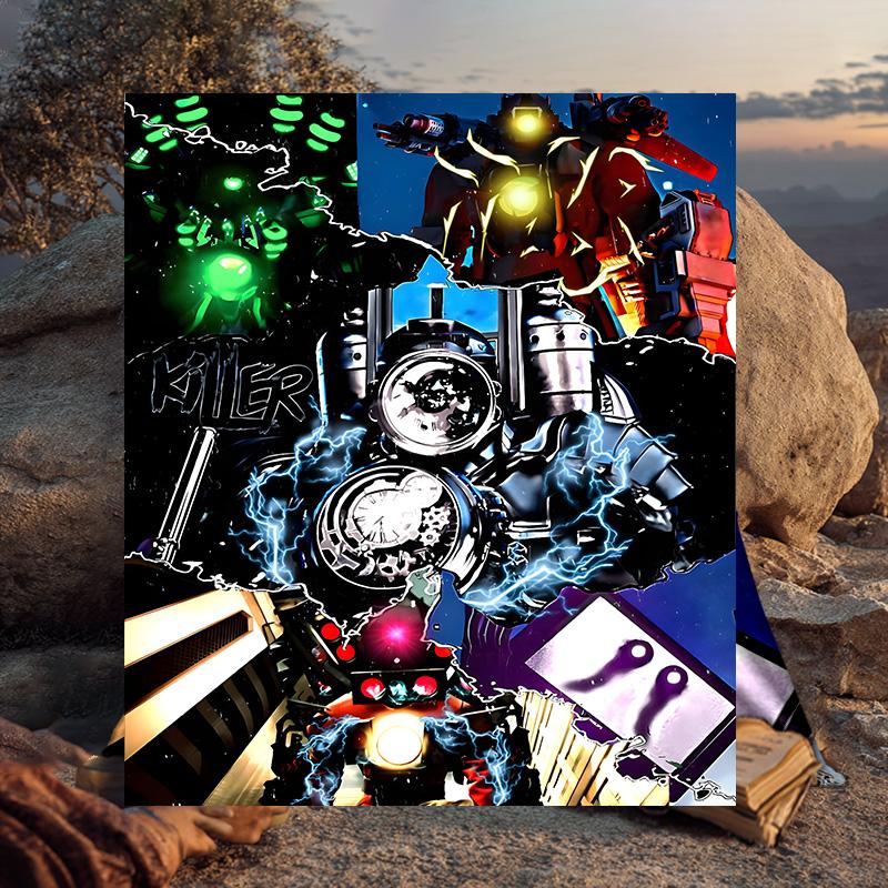 1PC Robot Invasion Alert Flannel Blanket Gift, Suitable for Both Men And Women, Soft Ideal for Beds And Sofa, Birthday Or Christmas Gift