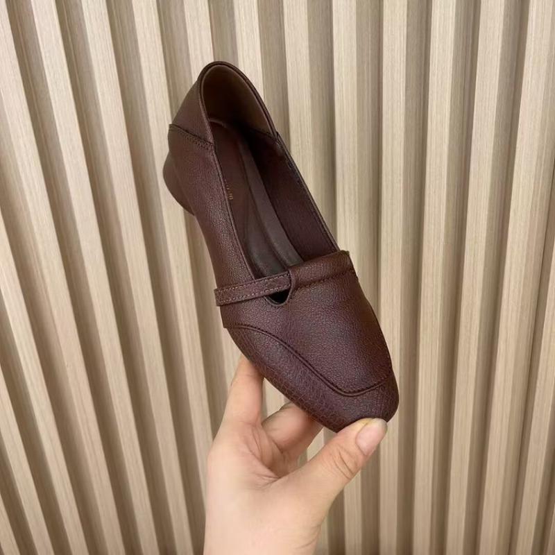 

Autumn new thick heel Mary Jane leather shoes versatile soft sole comfortable casual breathable thin women s shoes 40 темно-коричневого