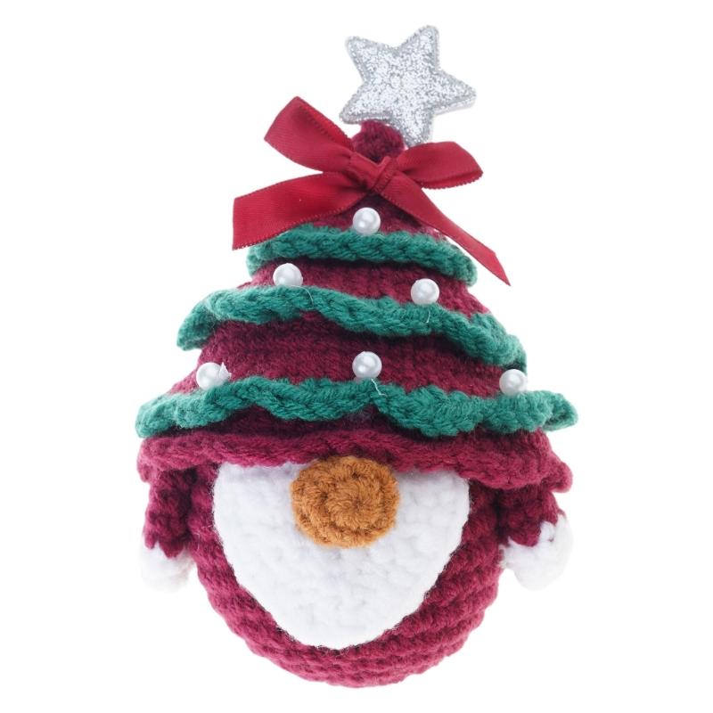 Crochet Christmas Tree Gnomes Set Soft Cotton Yarns Handmade for Festival Home Decoration Holiday Ornament