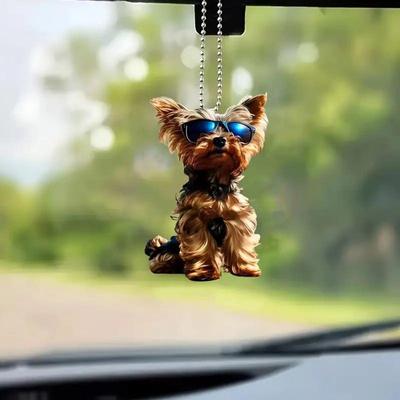 Hunde-Auto-Ornament, 2D-Acryl-Auto-Rückspiegel-Ornament, süßes Ornament, Auto-Anhänger für Auto, Tasche, Wohnzimmer, Schlafzimmer