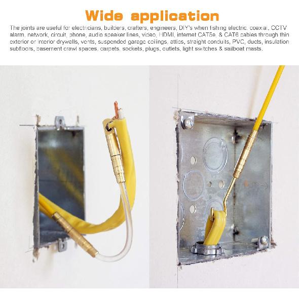 49 Feet Fiberglass Fish Tape Wire Puller Through Wall Wire Threader Fish plus Fish Cable Fastener