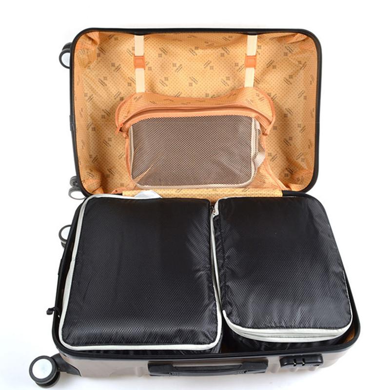 Compressible Packing Travel Storage Bag Cubes Waterproof Suitcase Nylon Portable with Handbag Luggage Organizer